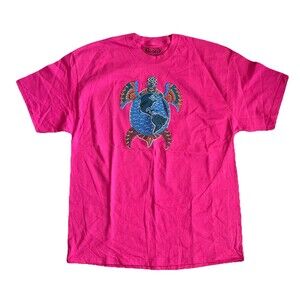 Rogest Textured Top Size Medium Turtle Short Sleeve Tropical Pink Pre Shrunk